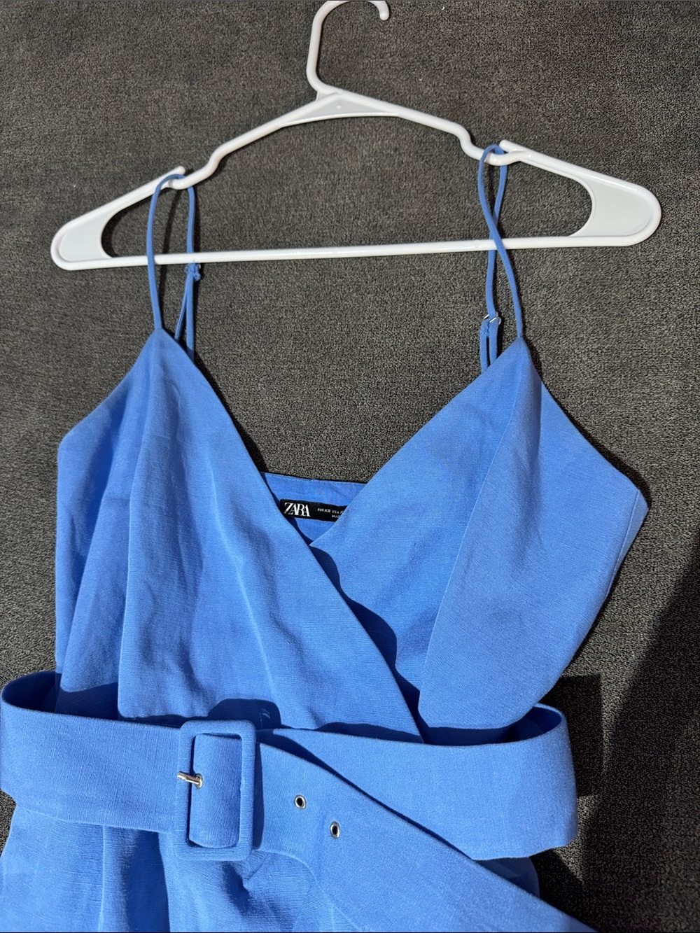 ZARA Blue Wrap Mini Dress with Belt XS - Picture 3 of 10